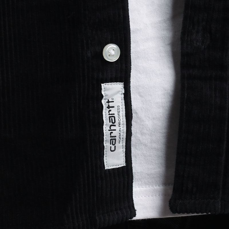 мужская черная рубашка Carhartt WIP L\S Madison Cord Shirt I029958-black/wax - цена, описание, фото 4